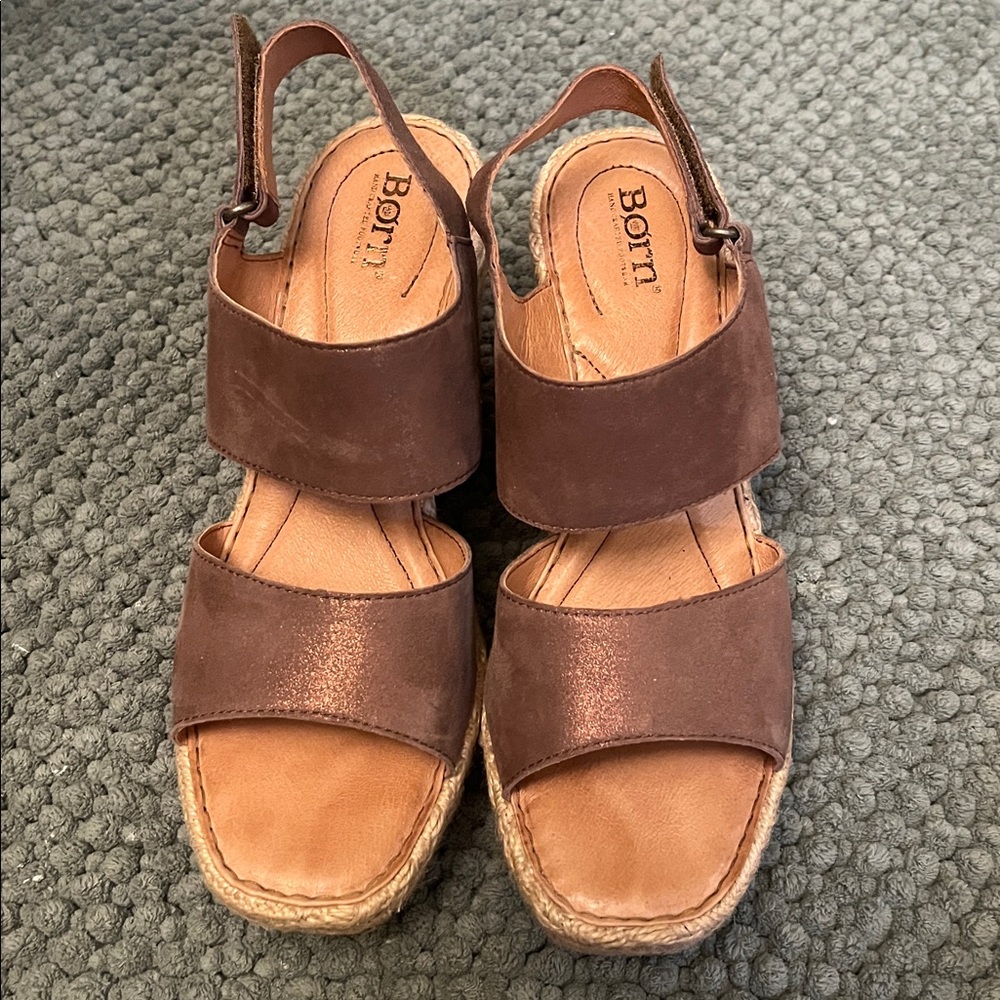 Born Bronze Copper Metalic Wedge Sandals